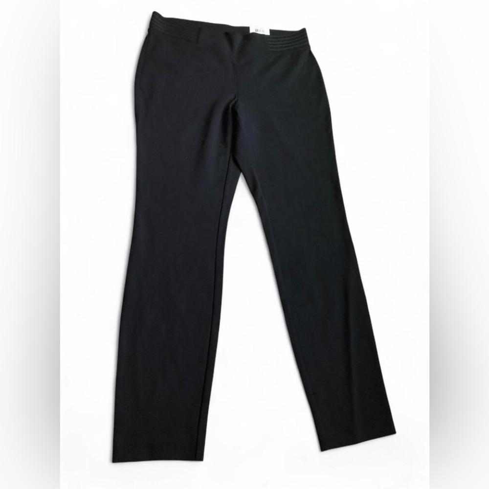 $69.50! NWT Alfani Women’s Contrast-Waist Skinny Casual Trouser Pants Black Sz.8